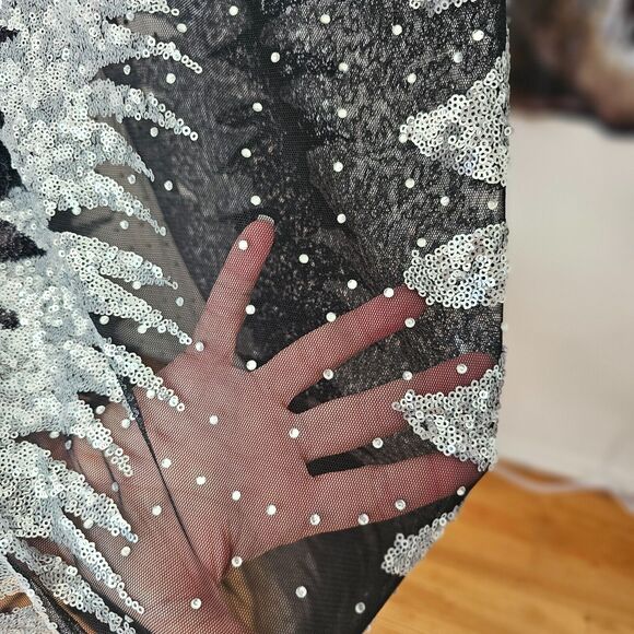 Isolated Heroes Handmade In The UK Black & Silver Sequin Mesh Maxi Dress Large - Picture 8 of 11